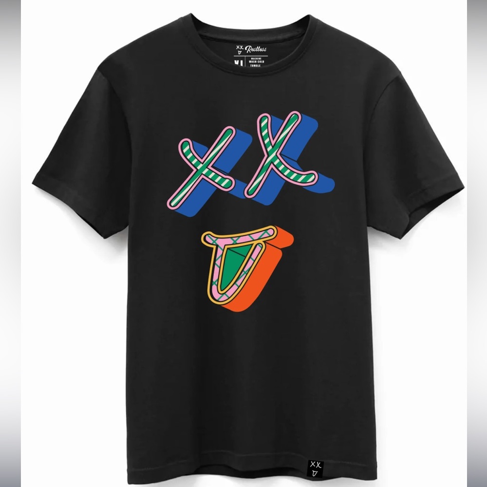 Retro Smile Face Organic Tee Size XL